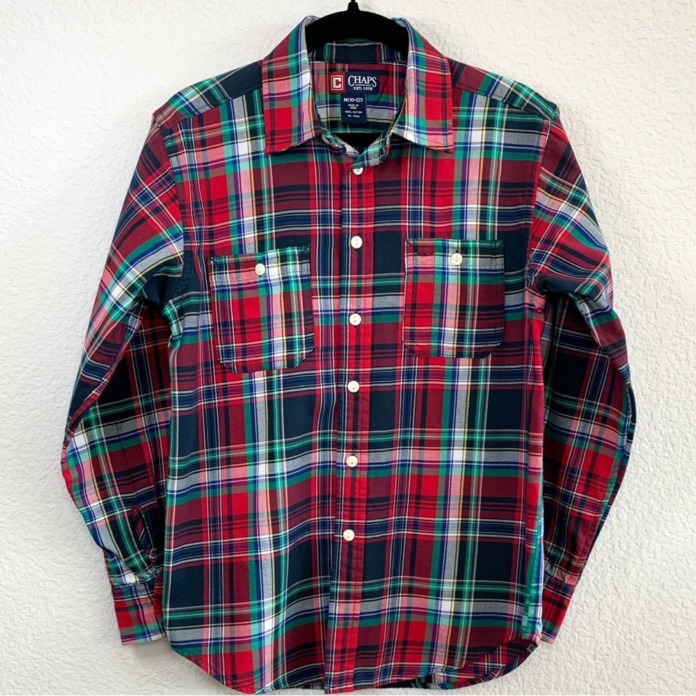 Chaps Long Sleeve Flannel, Boys Size M 10-12